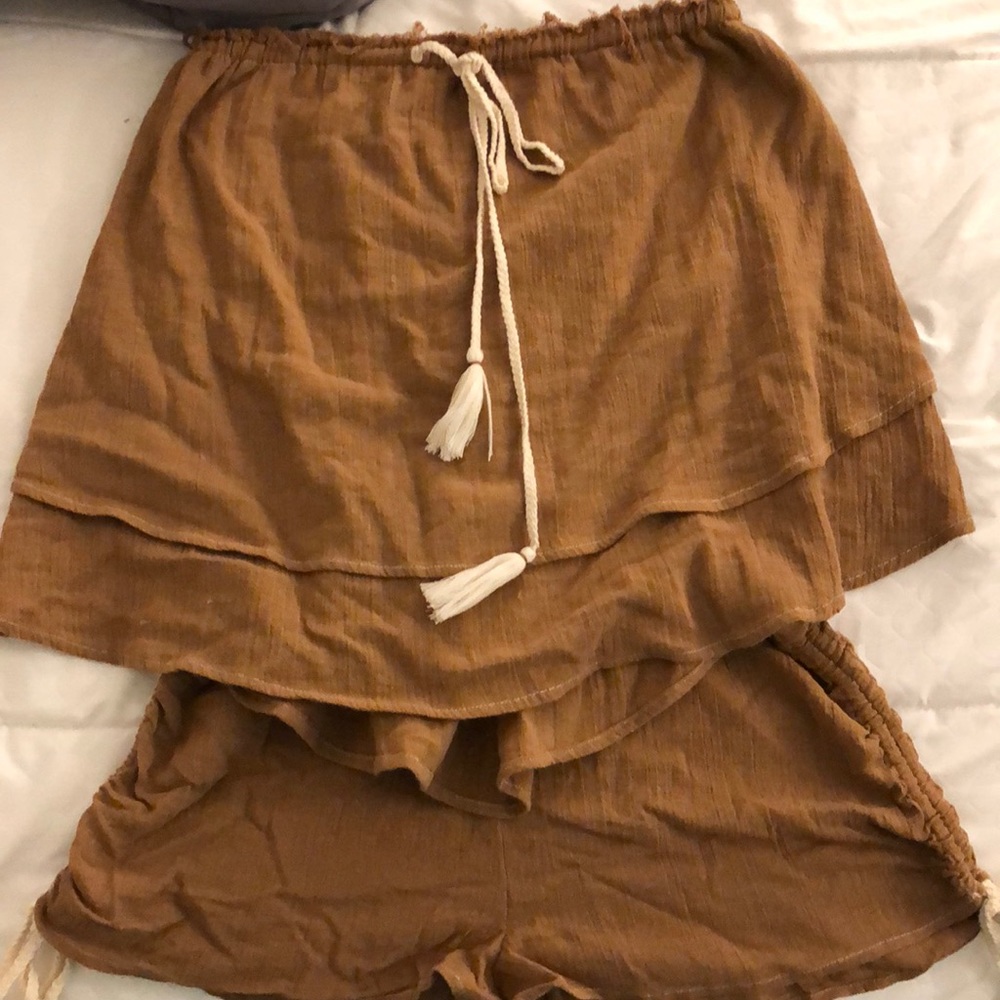 Free people set with strapless top and shorts